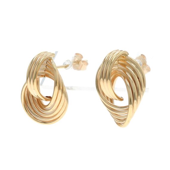 Yellow Gold Interlocking Circle Stud Earrings 14k… - image 2