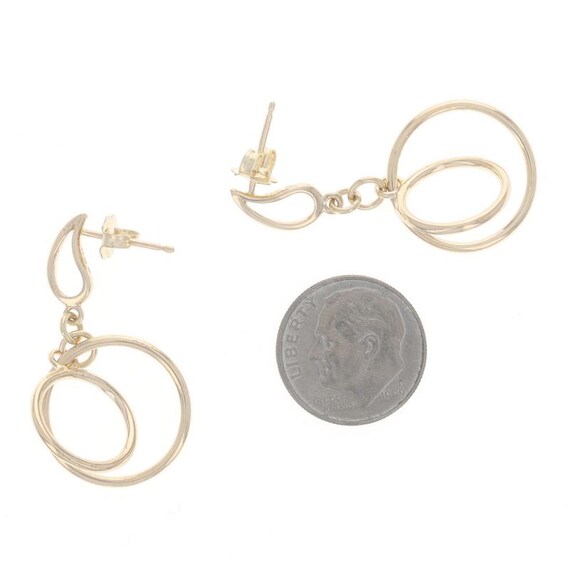 Yellow Gold Interlocking Circle Dangle Earrings 1… - image 3