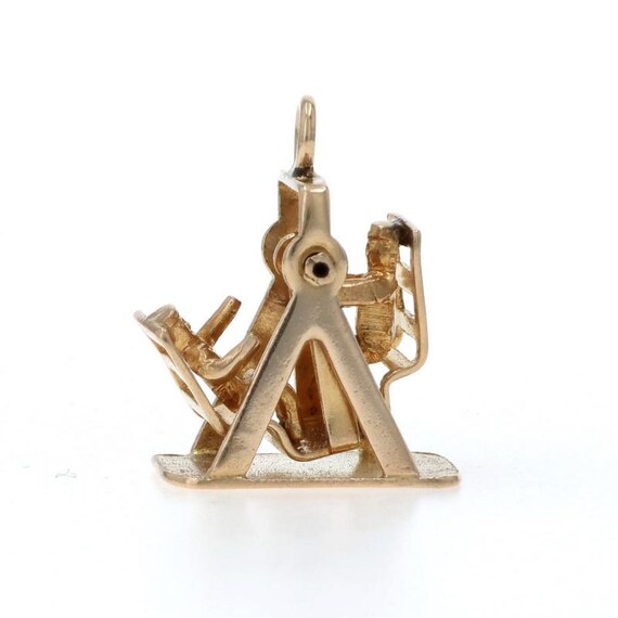 Yellow Gold Face-to-Face Swing Charm - 14k Garden Lawn Glider Moves
