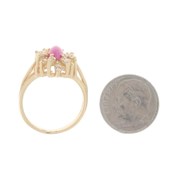 Yellow Gold Lab-Created Star Ruby and Diamond Hal… - image 6