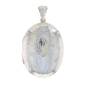 Sterling Silver Scrolling Vine Large Locket Pendant - 925 Two Oval Frames