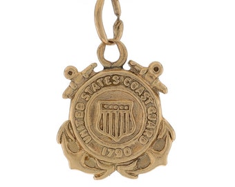 Yellow Gold United States Coast Guard Seal Charm - 14k USCG Emblem