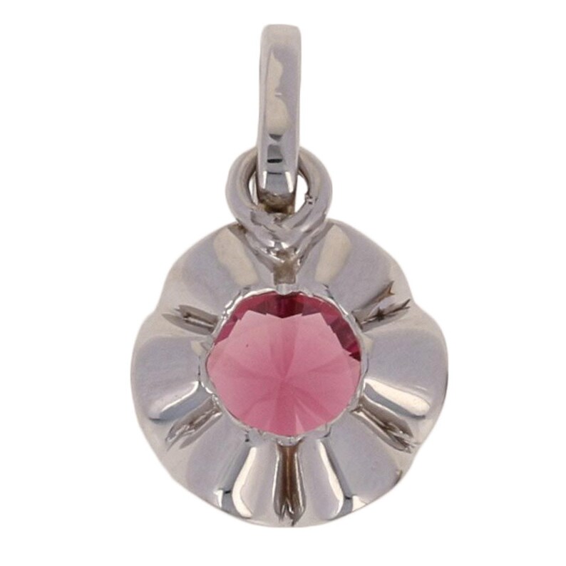 14k White Gold Solitaire Round Cut Spinel Pendant .85ctw