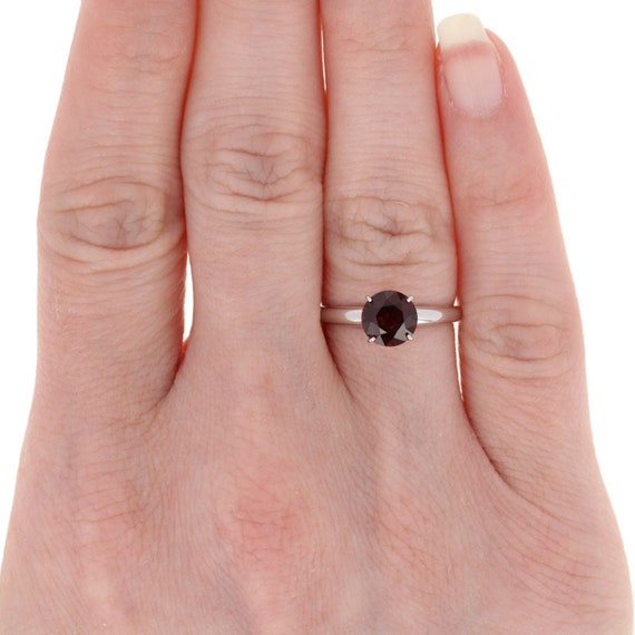 White Gold Red Spinel Ring - 14k Gold Round Cut 1… - image 3