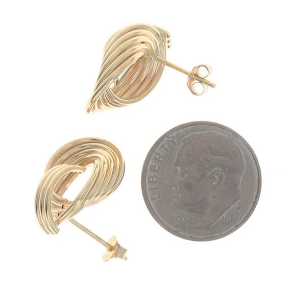 Yellow Gold Interlocking Circle Stud Earrings 14k… - image 3