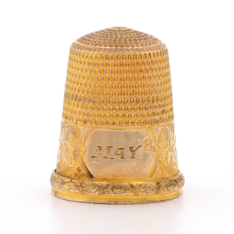 Vintage Thimble, Collectable Sewing Thimble, 9K Rose Gold Thimble Size 9,  European Made Antique Thimble 