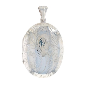 Sterling Silver Scrolling Vine Large Locket Pendant - 925 Two Oval Frames