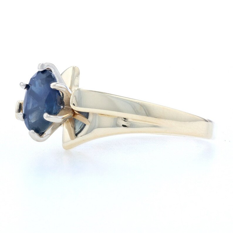 Yellow Gold Sapphire Solitaire Bypass Ring 14k Oval Cut 1.00ct Engagement Unique Engagement Ring