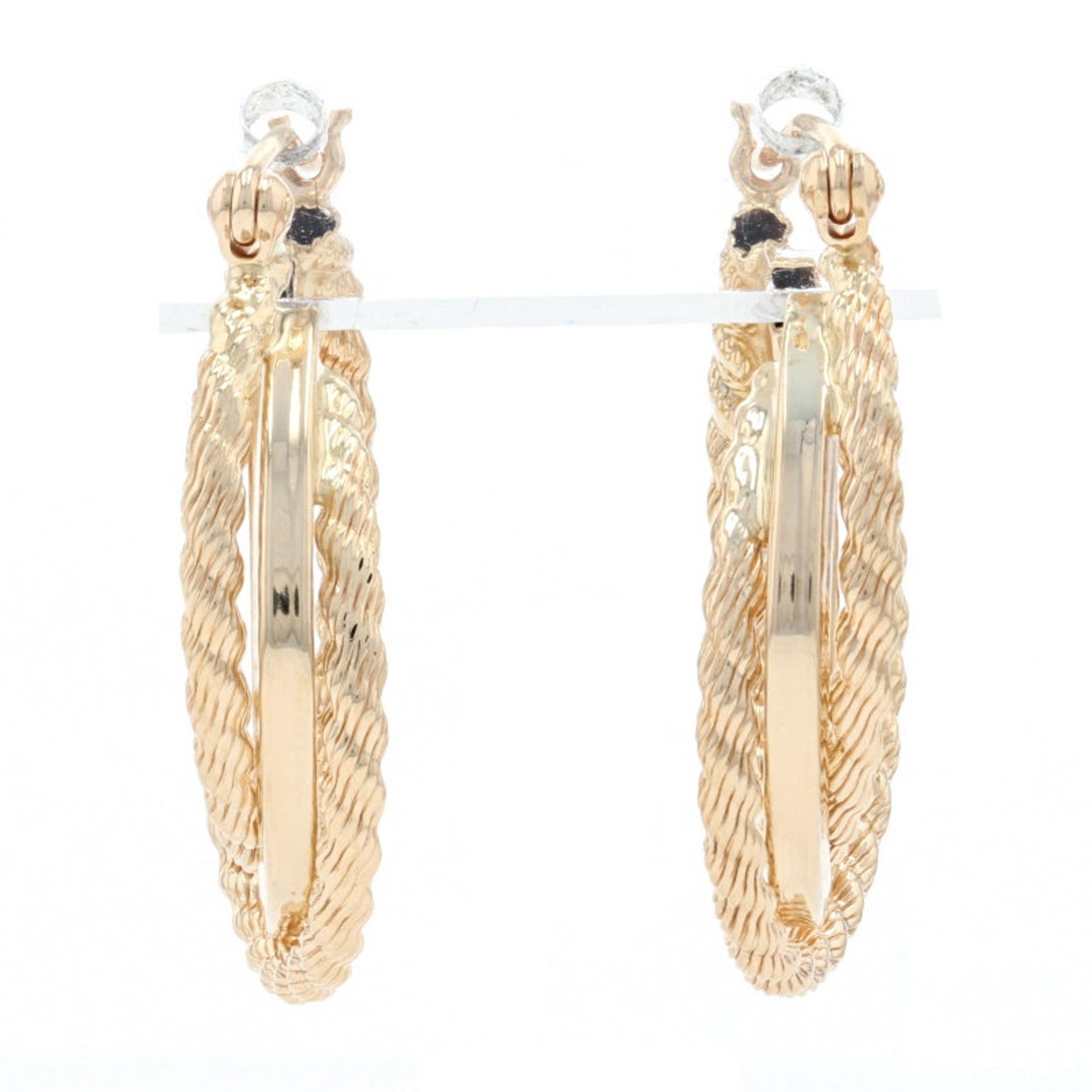 Yellow Gold Rope Tritwist Hoop Earrings 14k Pierced Etsy UK