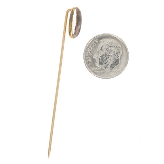 Glass Vintage Stickpin - 14k Yellow Gold Elongate… - image 3