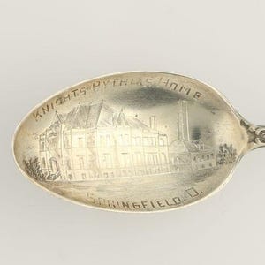 Rycerze Pytii Dom Springfield Ohio Pamiątkowa łyżka Srebro Sterling Vintage