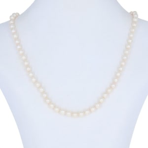 Cultured Pearl Necklace 17 1/2" - 14k Yellow Gold Knotted Single Strand