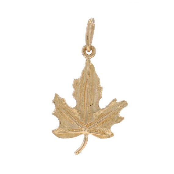 Yellow Gold Maple Leaf Pendant - 14k Foliage - image 1