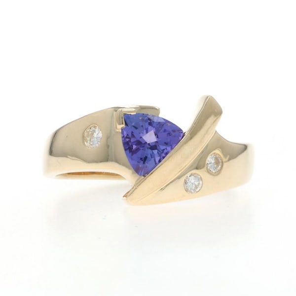 Anillo de oro amarillo con tanzanita y diamantes - 14 k billones (0,78 cts)