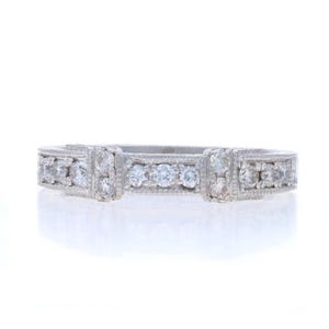 Platinum Hand Engraved Wedding Band - 950 Round Brilliant .20ctw Ring