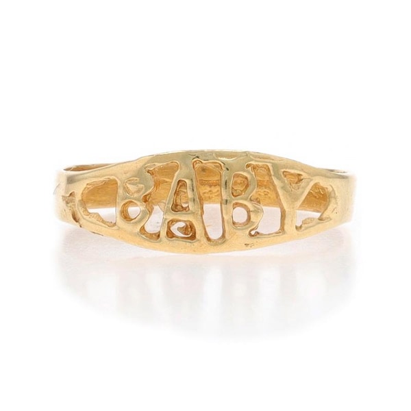 Anillo de recuerdo vintage para bebé de oro amarillo de 10 quilates para niño