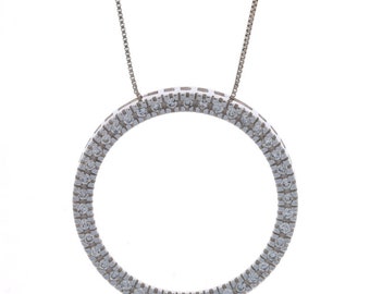 White Gold Diamond Eternity Pendant Necklace 18 1/2" -14k Rnd .50ctw Love Circle