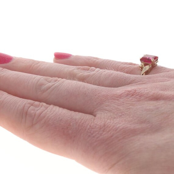 Yellow Gold Lab-Created Ruby Solitaire Ring - 10k… - image 4