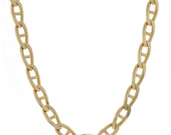 Yellow Gold Diamond Cut Anchor Chain Men's Necklace 19 1/2" - 18k Mariner