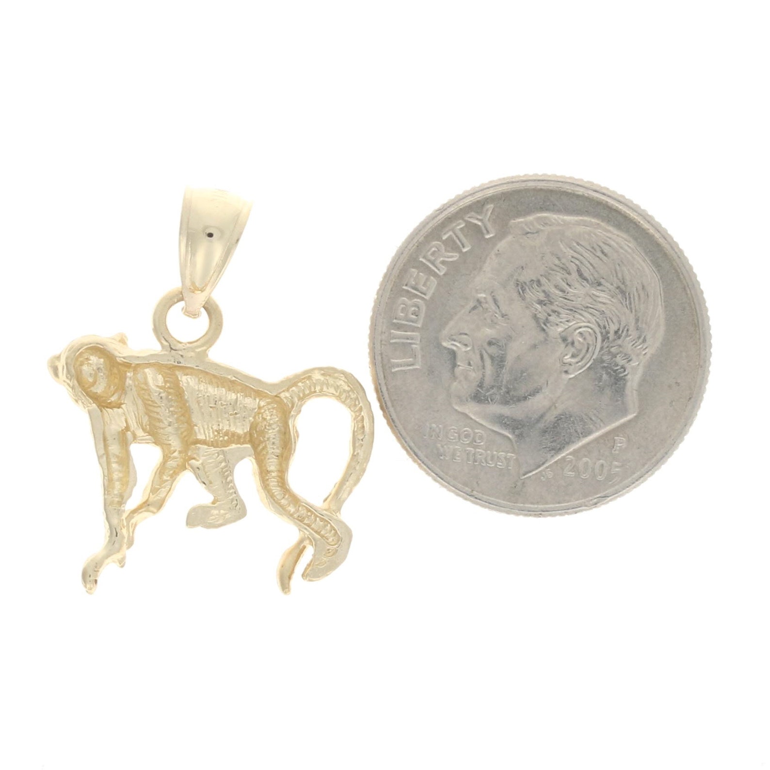 Yellow Gold Golden Monkey Pendant 14k Primate Animal Etsy