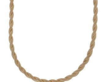 Yellow Gold Twisted Foxtail Chain Necklace 14 3/4" - 14k