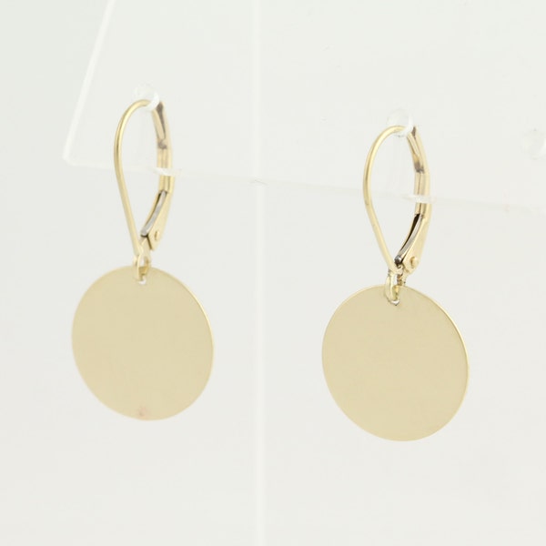 Engravable Disc Drop Earrings - 14k Yellow Gold Pierced Women's Fine Gift MQ2172