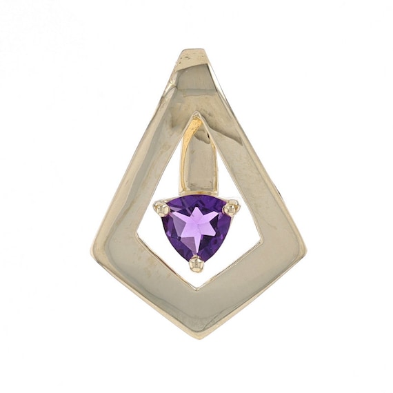Yellow Gold Amethyst Solitaire Pendant - 14k Trill