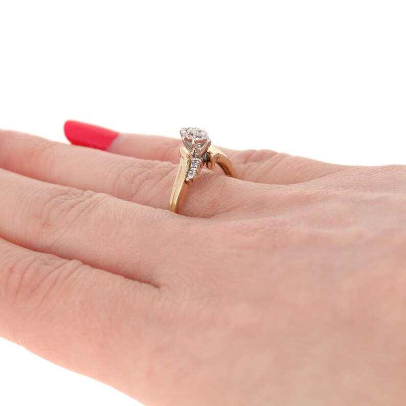 10k Gold Illusion Solitaire Bypass Round Brilliant Diamond Engagement Ring