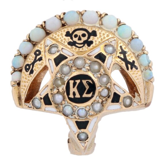 Kappa Sigma Badge - 14k Gold Opals & Seed Pearls Frat… - Gem