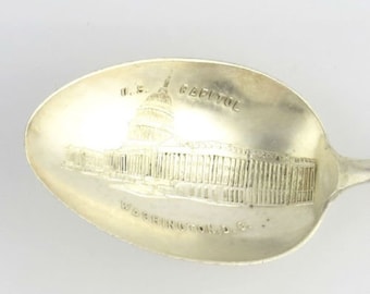 Washington DC Souvenir Spoon - Sterling Silver US Capital Vintage Collectors