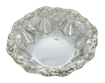 Alvin Art Nouveau Floral Serving Bowl - Sterling Silver 925 Vintage 2580