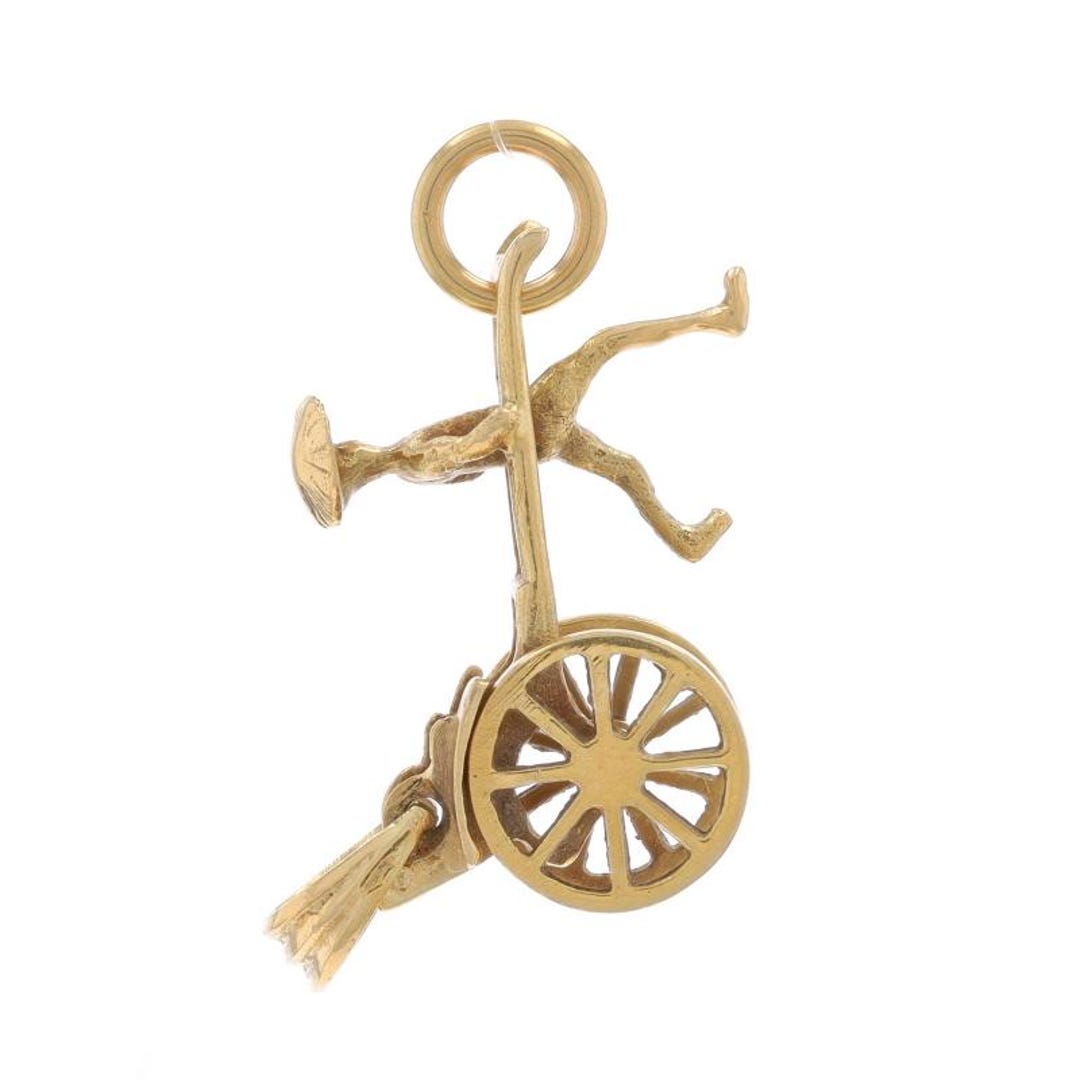 Yellow Gold Rickshaw Charm - 14k Transportation Moves - Etsy