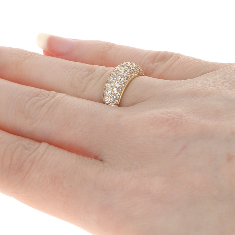 14k Round Cut 1.00ctw CZ Ring Yellow Gold Diamonique Cubic Zirconia Band