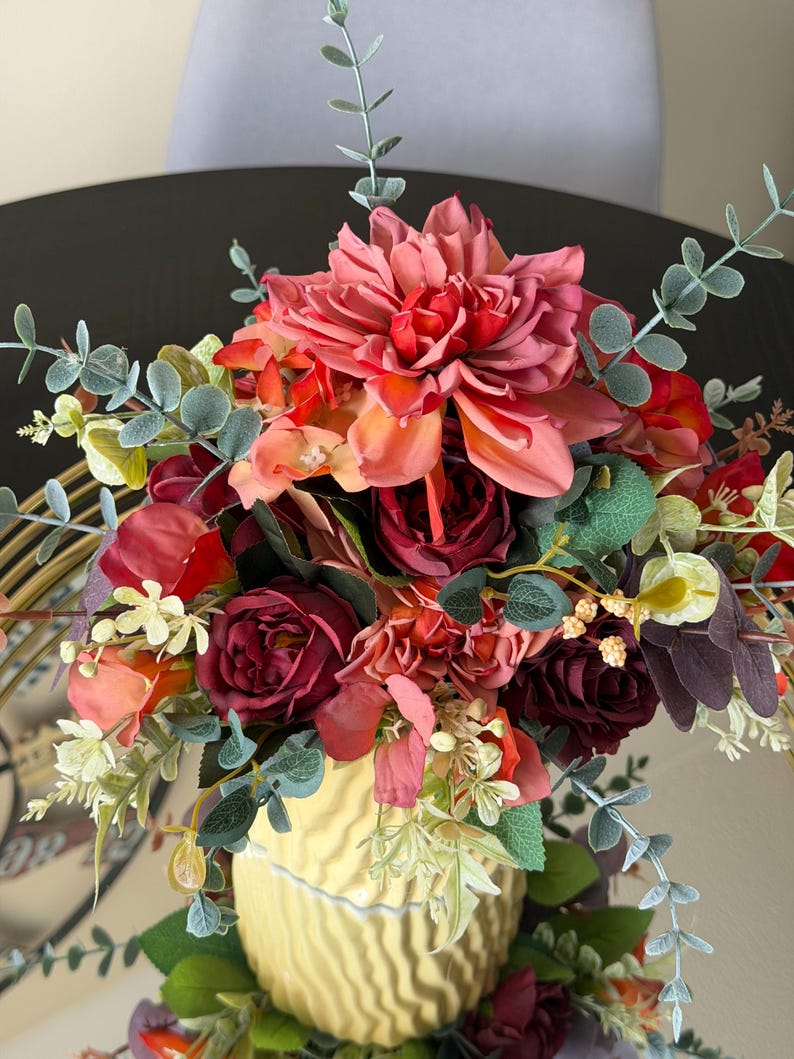 Beautiful Artificial Flower Arrangement in a Bevelled Pot - Etsy UK