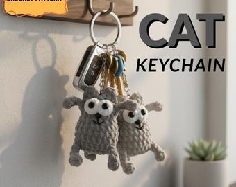 Chat modèle Amigurumi porte-clés | Tutoriel sur le porte-clés animal au crochet PDF | Porte-clés en peluche bricolage
