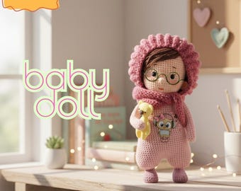 Schema per bambola all'uncinetto / Giocattolo amigurumi per bambina in formato PDF / Tutorial all'uncinetto fatto a mano per principianti / Grazioso download digitale
