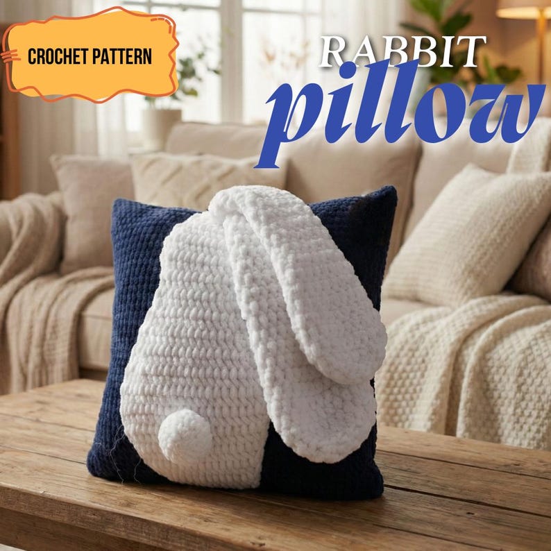 Rabbit Pillow Crochet Pattern PDF | Bunny Cushion Amigurumi Tutorial ...