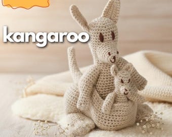 Kangaroo Amigurumi Crochet Pattern, Handmade Toy PDF Tutorial, DIY Crochet Animal Pattern