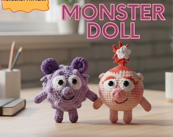 Monster Puppe Häkelanleitung, Verspieltes Amigurumi Spielzeug, PDF Anleitung, Handgefertigtes Fantasie Geschöpf Plüschtier