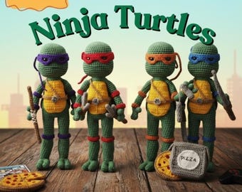 Ninja Turtles Crochet Pattern | Amigurumi Turtle Dolls PDF | Handmade Crochet Toy Tutorial for Fans and Beginners