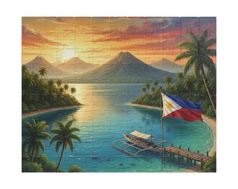 Philippines Islands of the Sun Puzzle | 110, 252, or 520 Pieces | Cultural Flag Jigsaw | Tropical Travel Art Gift