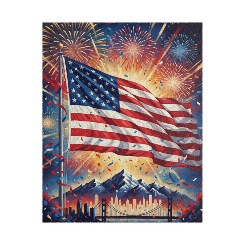USA Vaterländisches Puzzle | Amerikanische Flagge Jigsaw | Einzigartiges Rot, Weiß und Blau Geschenk für Erwachsene & Kinder Bild 2