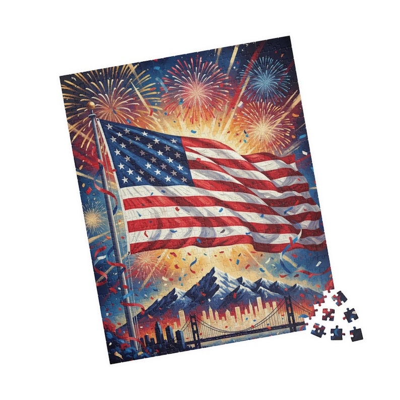 USA Vaterländisches Puzzle | Amerikanische Flagge Jigsaw | Einzigartiges Rot, Weiß und Blau Geschenk für Erwachsene & Kinder Bild 5