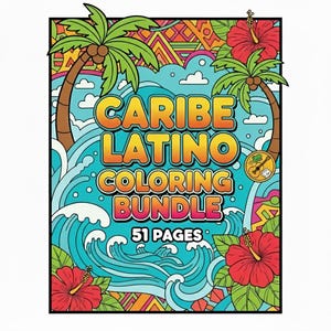 Caribbean Latino Coloring Bundle | Cuba, Puerto Rico & Dominican Republic | 51 Pages | Kids Cultural Activity Pack, Travel Worksheets PDF