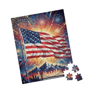 USA Vaterländisches Puzzle | Amerikanische Flagge Jigsaw | Einzigartiges Rot, Weiß und Blau Geschenk für Erwachsene & Kinder Bild 4