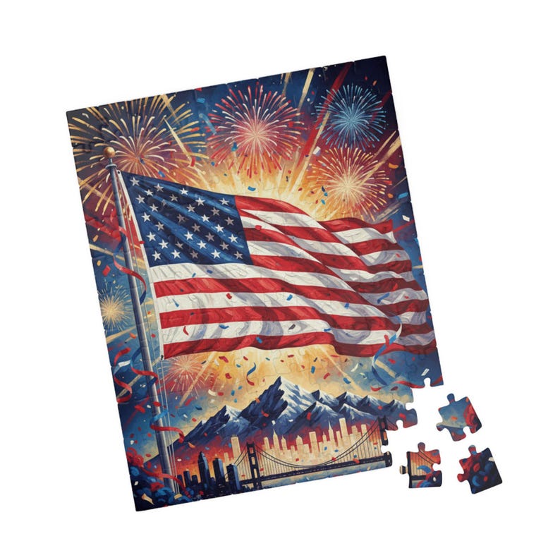 USA Vaterländisches Puzzle | Amerikanische Flagge Jigsaw | Einzigartiges Rot, Weiß und Blau Geschenk für Erwachsene & Kinder Bild 4