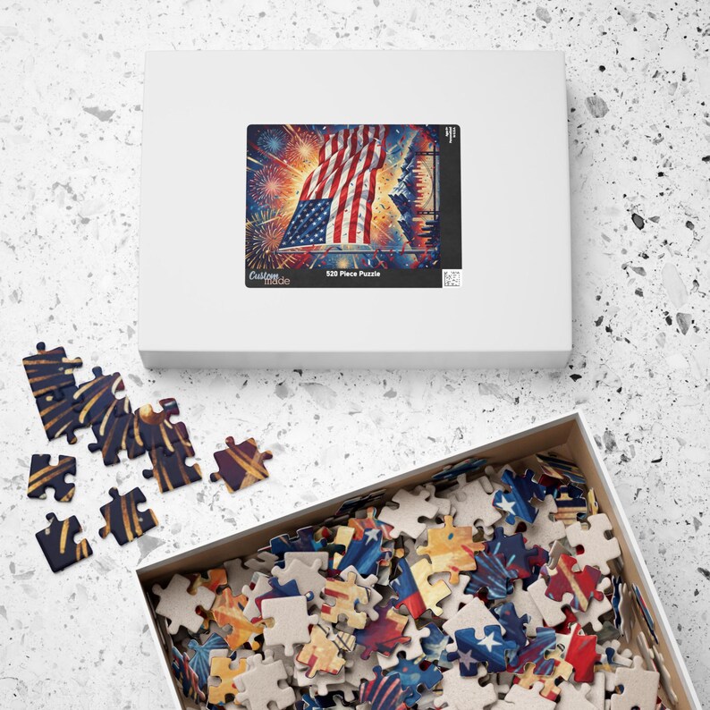USA Vaterländisches Puzzle | Amerikanische Flagge Jigsaw | Einzigartiges Rot, Weiß und Blau Geschenk für Erwachsene & Kinder Bild 7