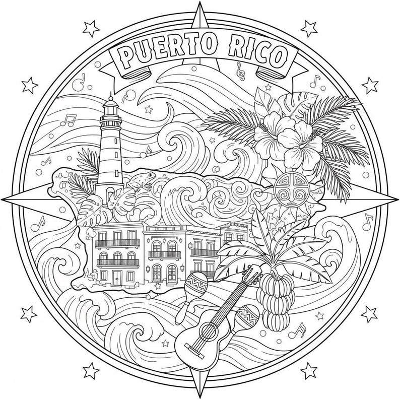 Printable Puerto Rico Project Puerto Rico Coloring Pages | 15 Printable Sheets | Island Culture ...