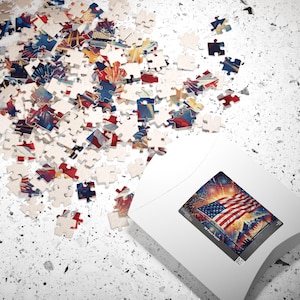 USA Vaterländisches Puzzle | Amerikanische Flagge Jigsaw | Einzigartiges Rot, Weiß und Blau Geschenk für Erwachsene & Kinder Bild 6