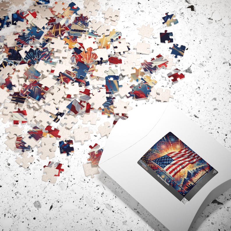 USA Vaterländisches Puzzle | Amerikanische Flagge Jigsaw | Einzigartiges Rot, Weiß und Blau Geschenk für Erwachsene & Kinder Bild 6